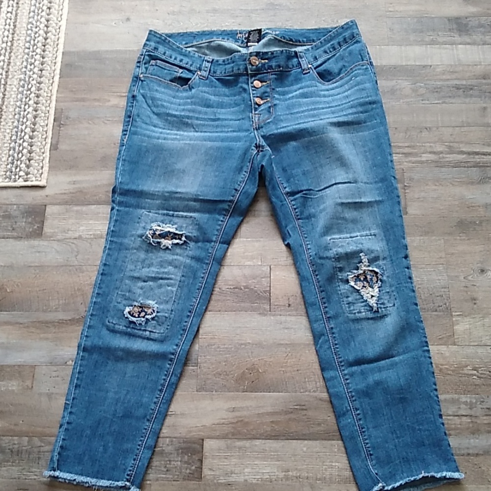 Ariya Distressed Cropped Blue Jeans